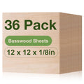 36 Pack Basswood Sheets 12 x 12 x 1/8 in - Ideal for Laser Cutting