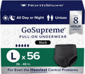 Overnight Pullup Incontinence Underwear Large 56-Count Case - Black
