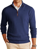 Runcati Mens Quarter-Zip Pullover Sweater - Warm Lightweight Mock