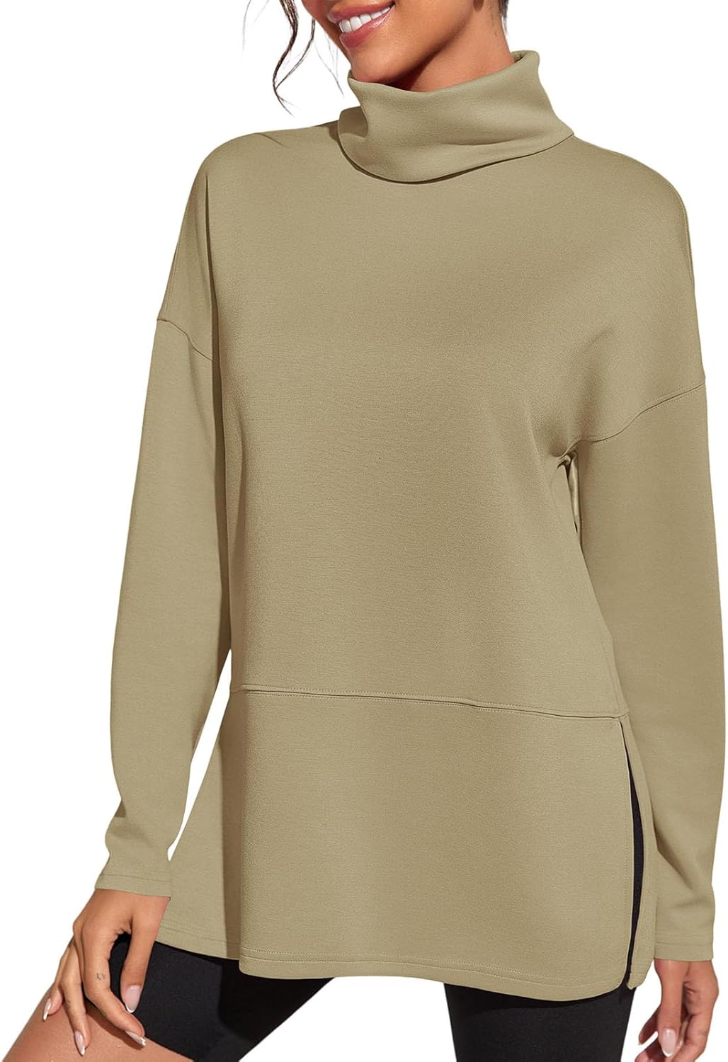 Fisoew Women's Turtleneck Oversized Sweatshirt for Casual Wear