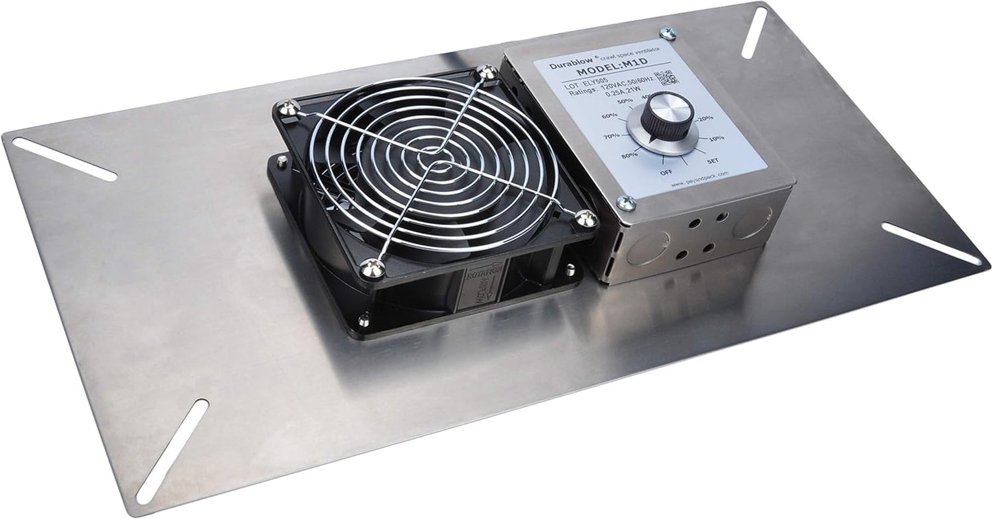 Durablow 110 CFM Air-Out Stainless Steel Crawl Space Vent Fan