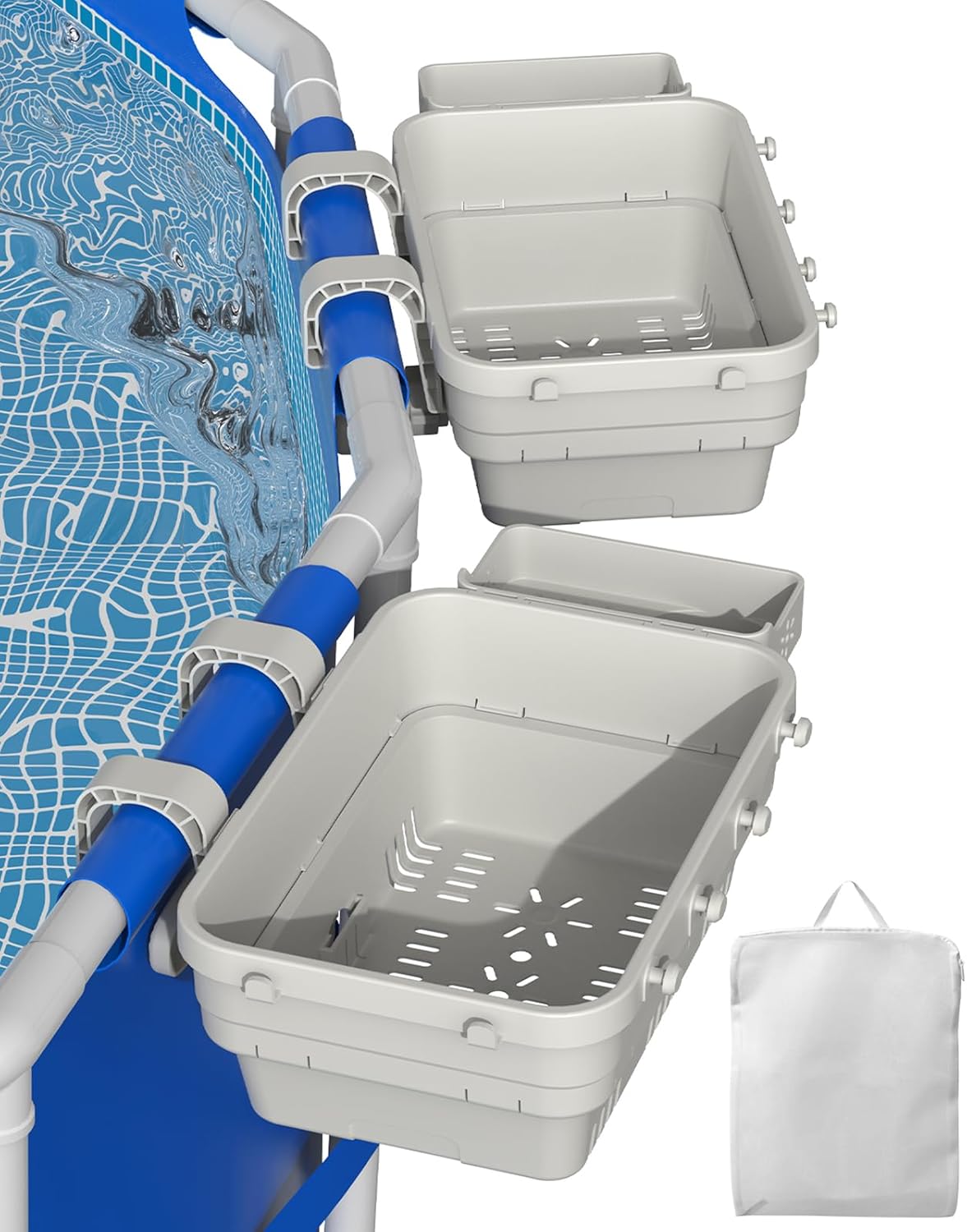 Poolside Storage Basket for Above Ground Pools - 2PCS Set