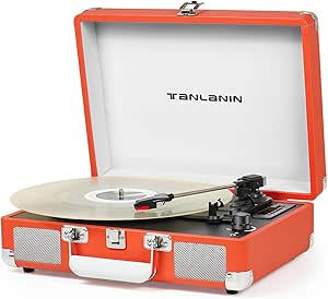 Vintage 3-Speed Bluetooth Suitcase Turntable with Speakers