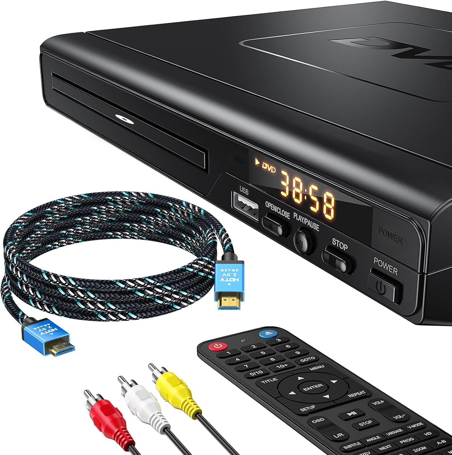 Region Free DVD Player with HDMI and RCA Cable for Home Use