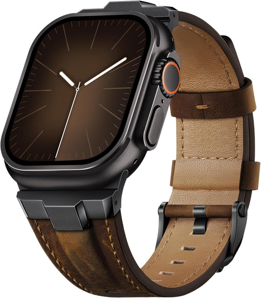 Genuine Leather Apple Watch Band: Rugged & Durable
