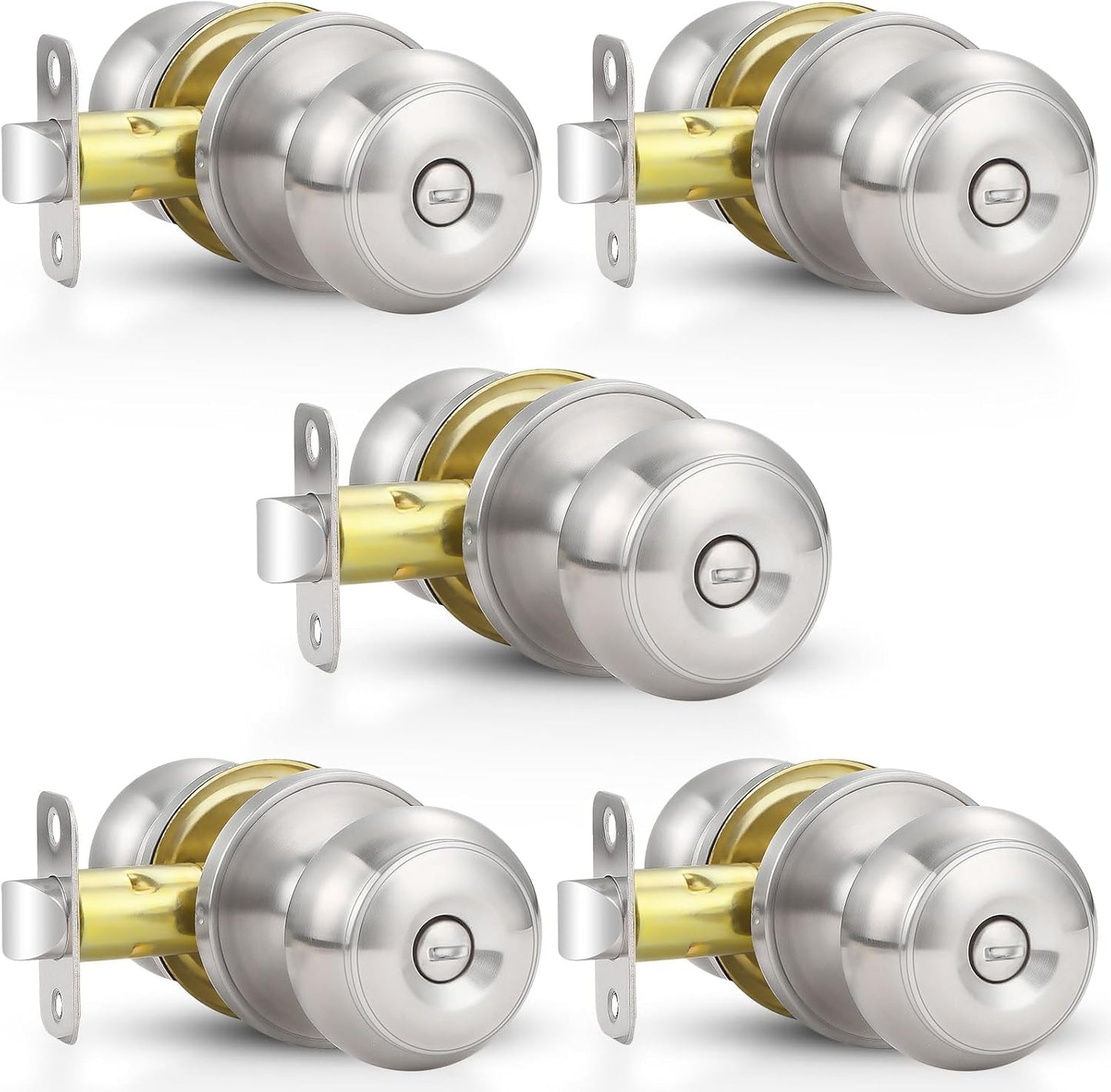 Brushed Nickel Door Knobs for Privacy in Bathroom and Bedroom