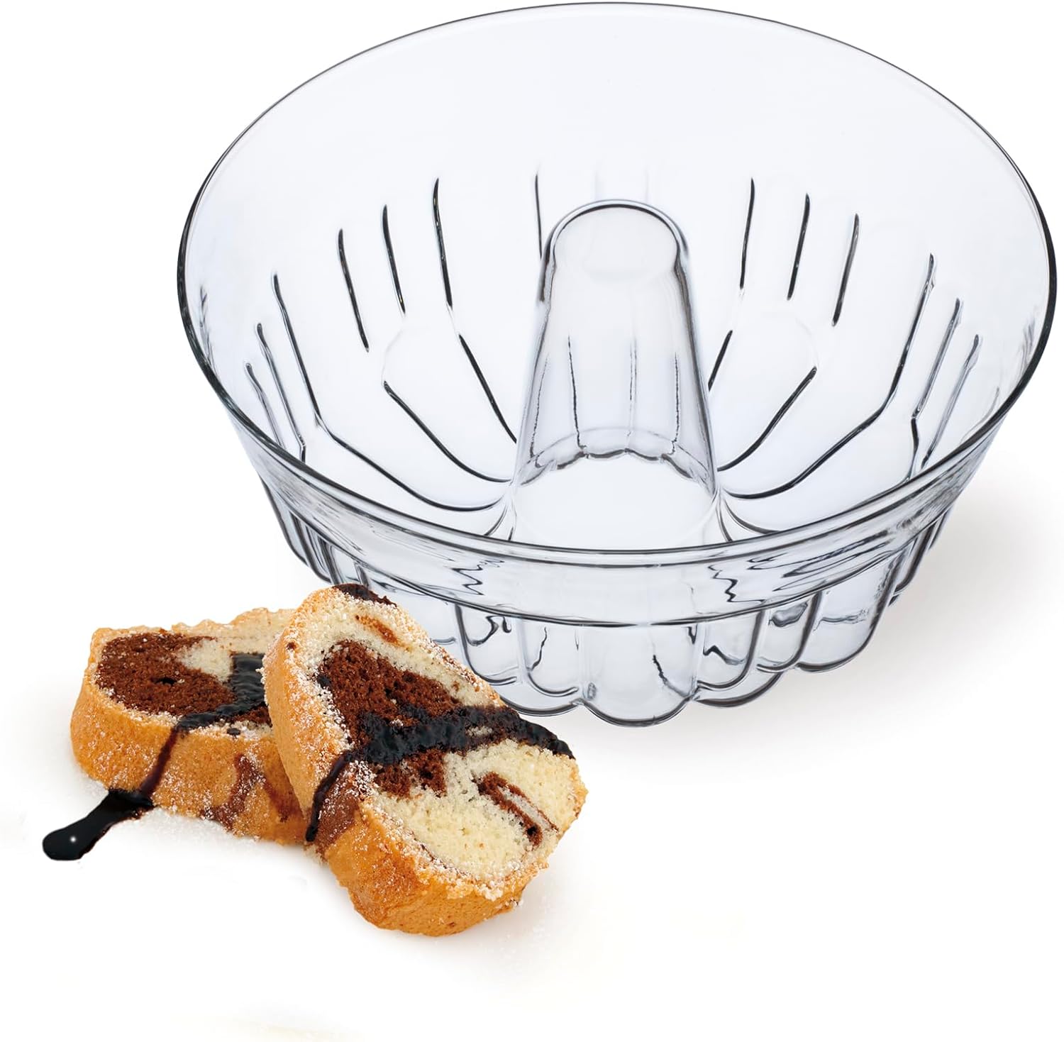 SIMAX Clear Glass Fluted Bundt Pan for Elegant Baking Needs