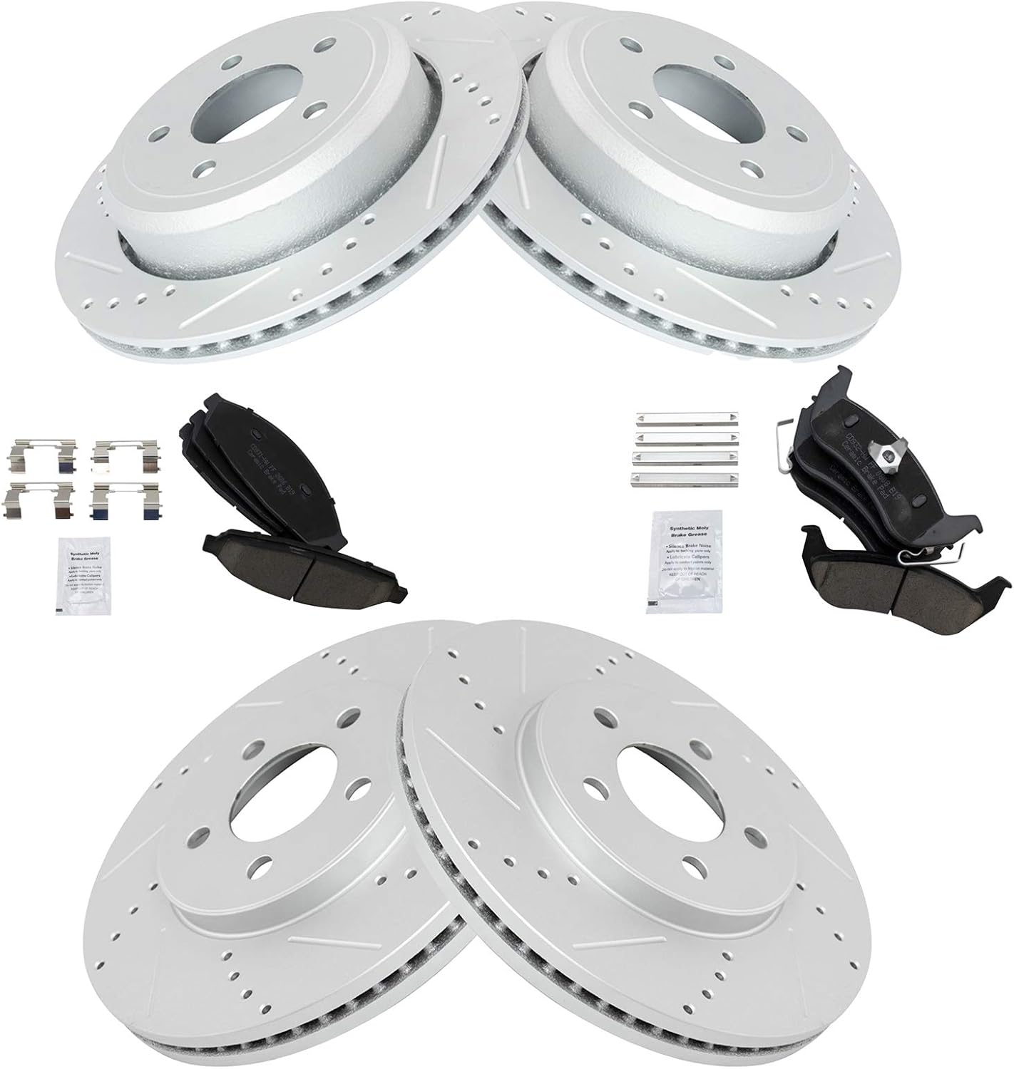 TRQ Front and Rear Performance Brake Pad & Rotor Kit for Ford