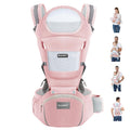 Baby Carrier with Hip Seat Pink - KIYUMI 6-in-1 Ergonomic Carrier