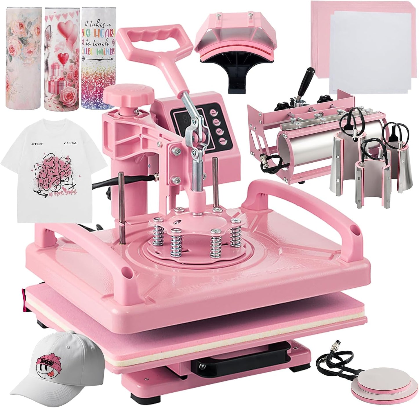 8 in 1 Heat Press Machine for T Shirts, Hats, Mugs & Plates