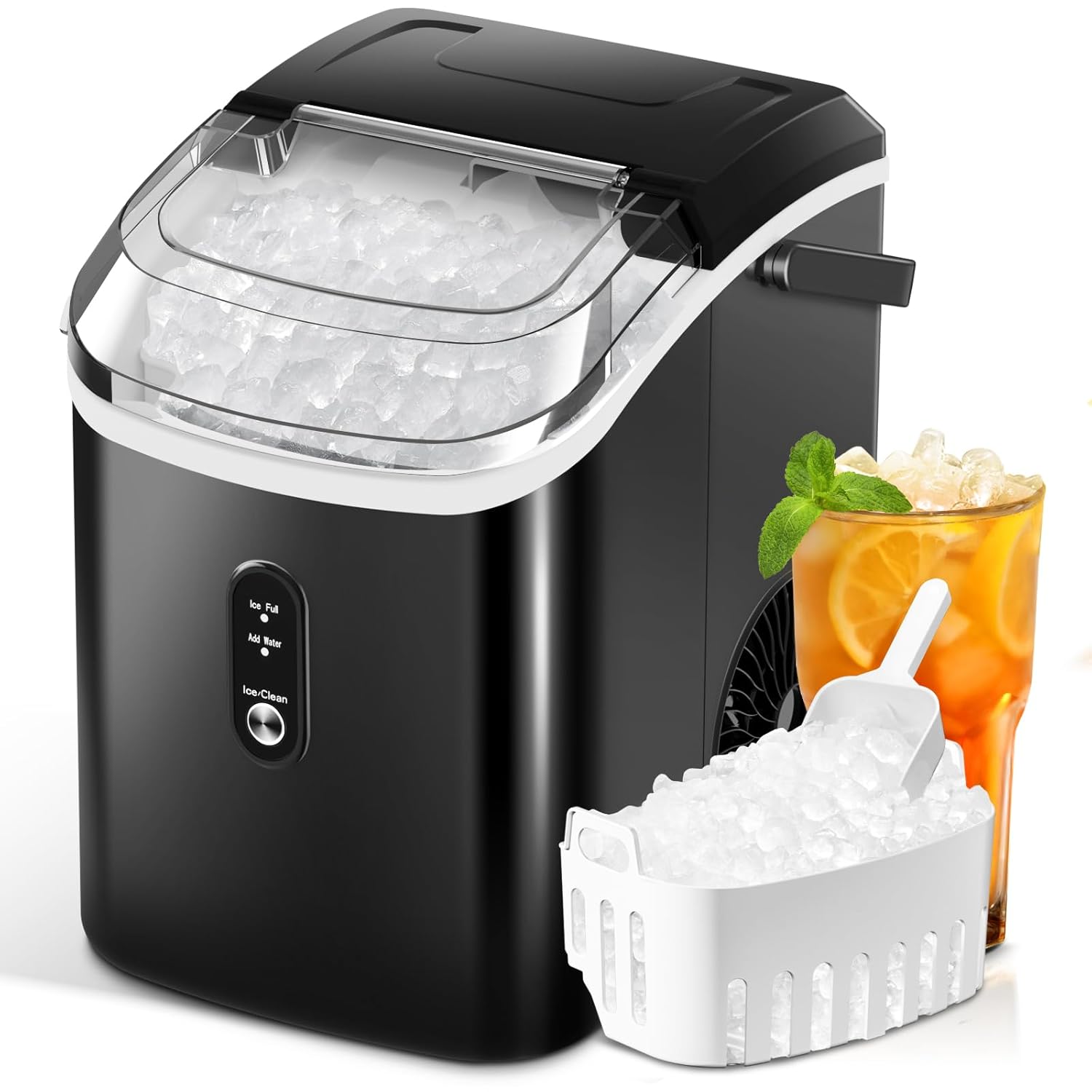 ZAFRO Soft Chewable Nugget Ice Maker | Self-Cleaning | 35.5Lbs/24Hrs