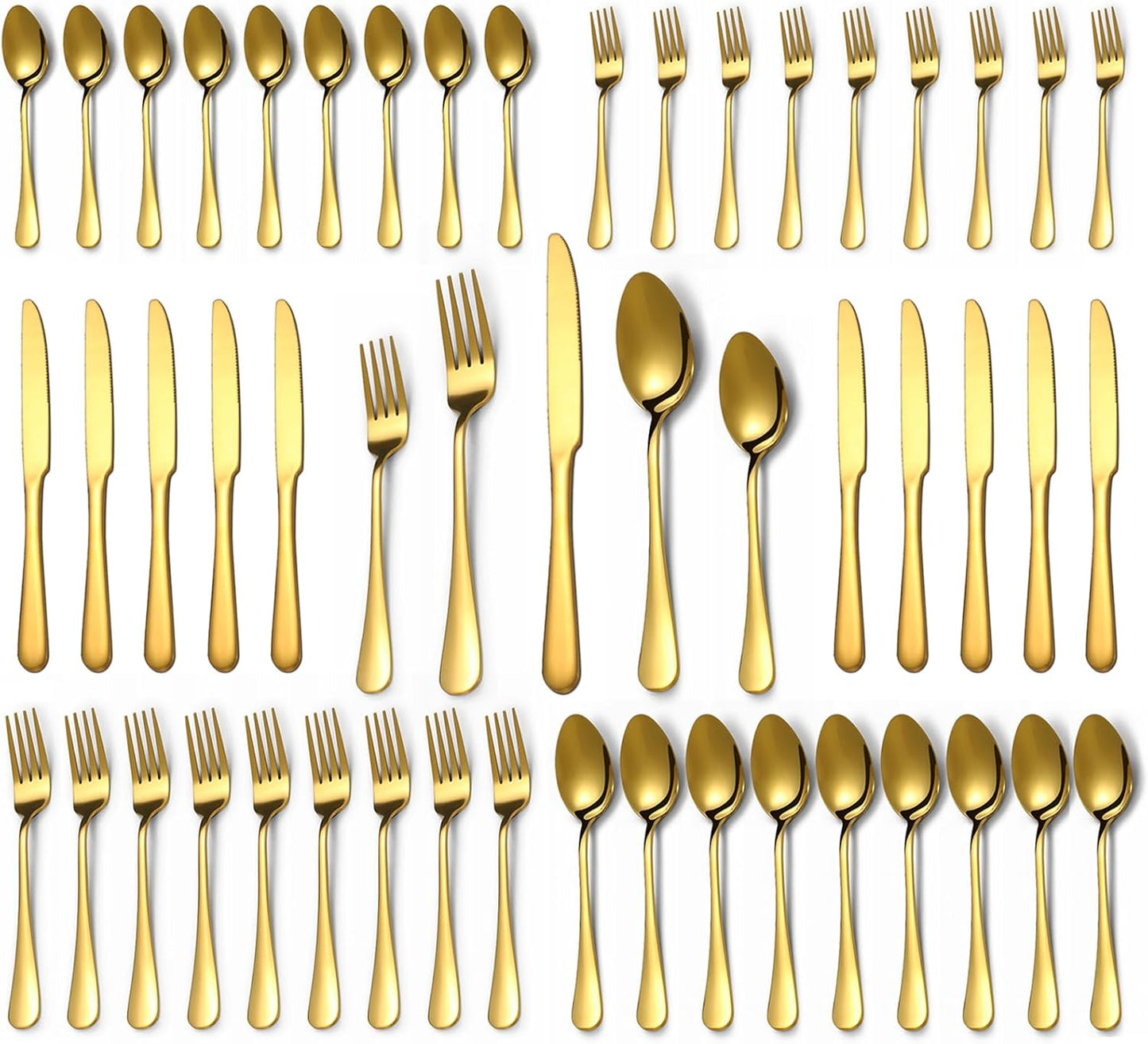 Lazycorner 50 Pcs Gold Silverware Set for 10, Premium Quality