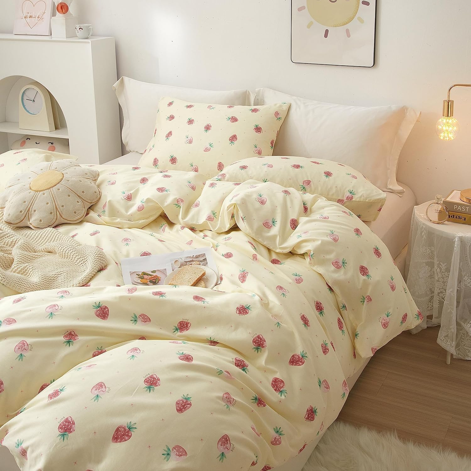 HighBuy Girls Strawberry Comforter Set Twin XL Soft Bedding