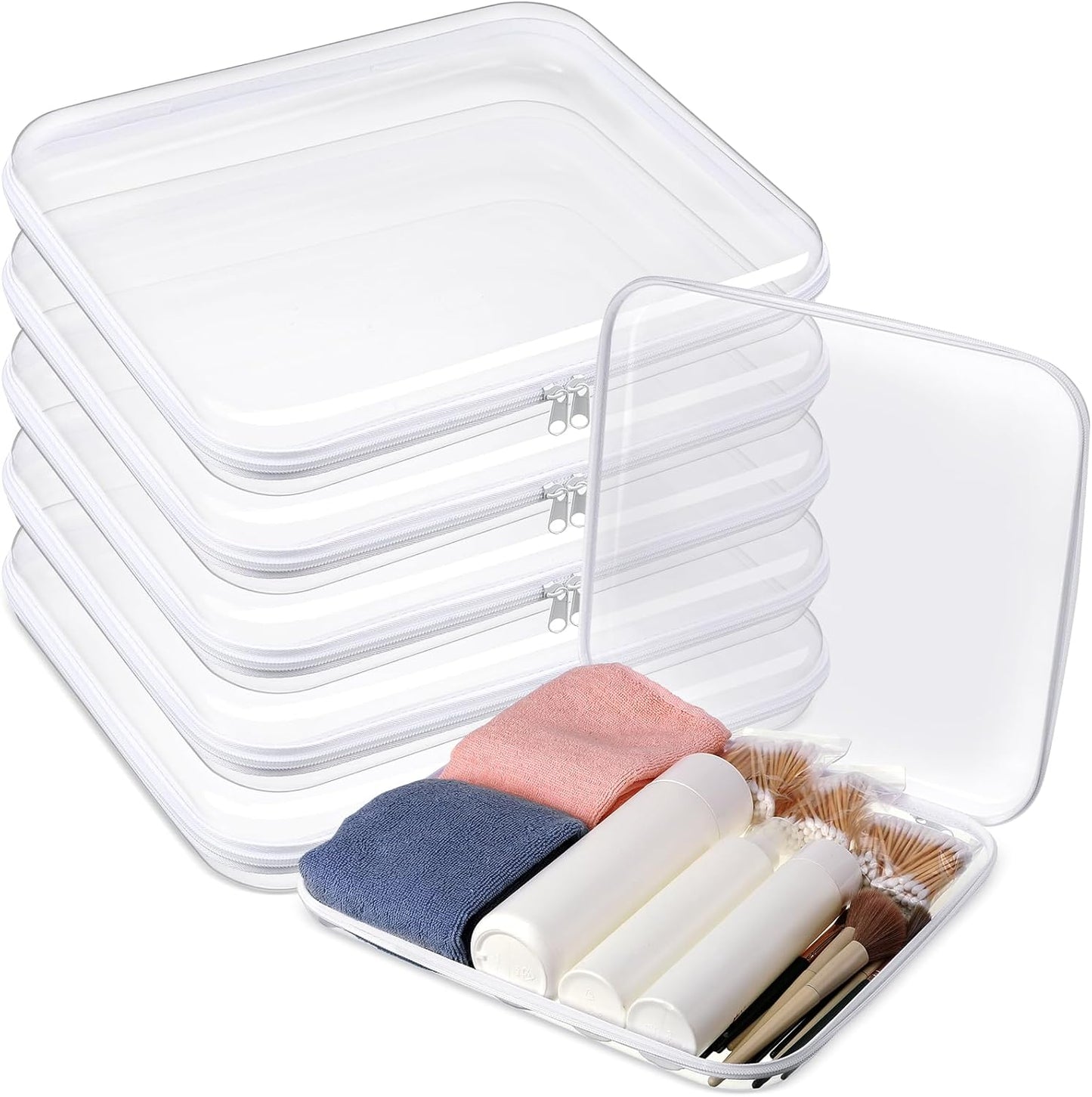 Clear Hard Zipper Case Set for Makeup, Snacks, and Travel
