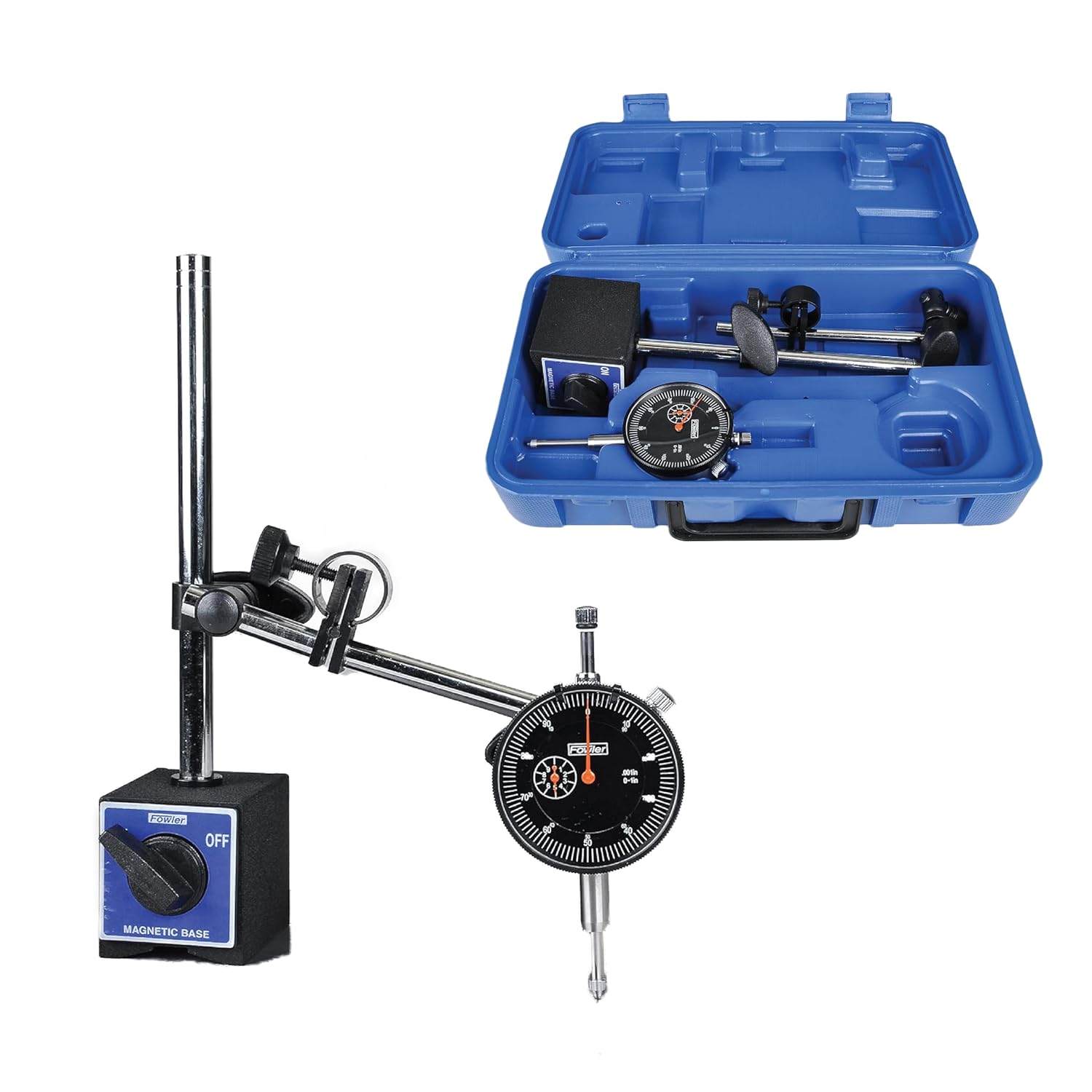 Fowler Magnetic Base and Black Dial Indicator Set for Precision