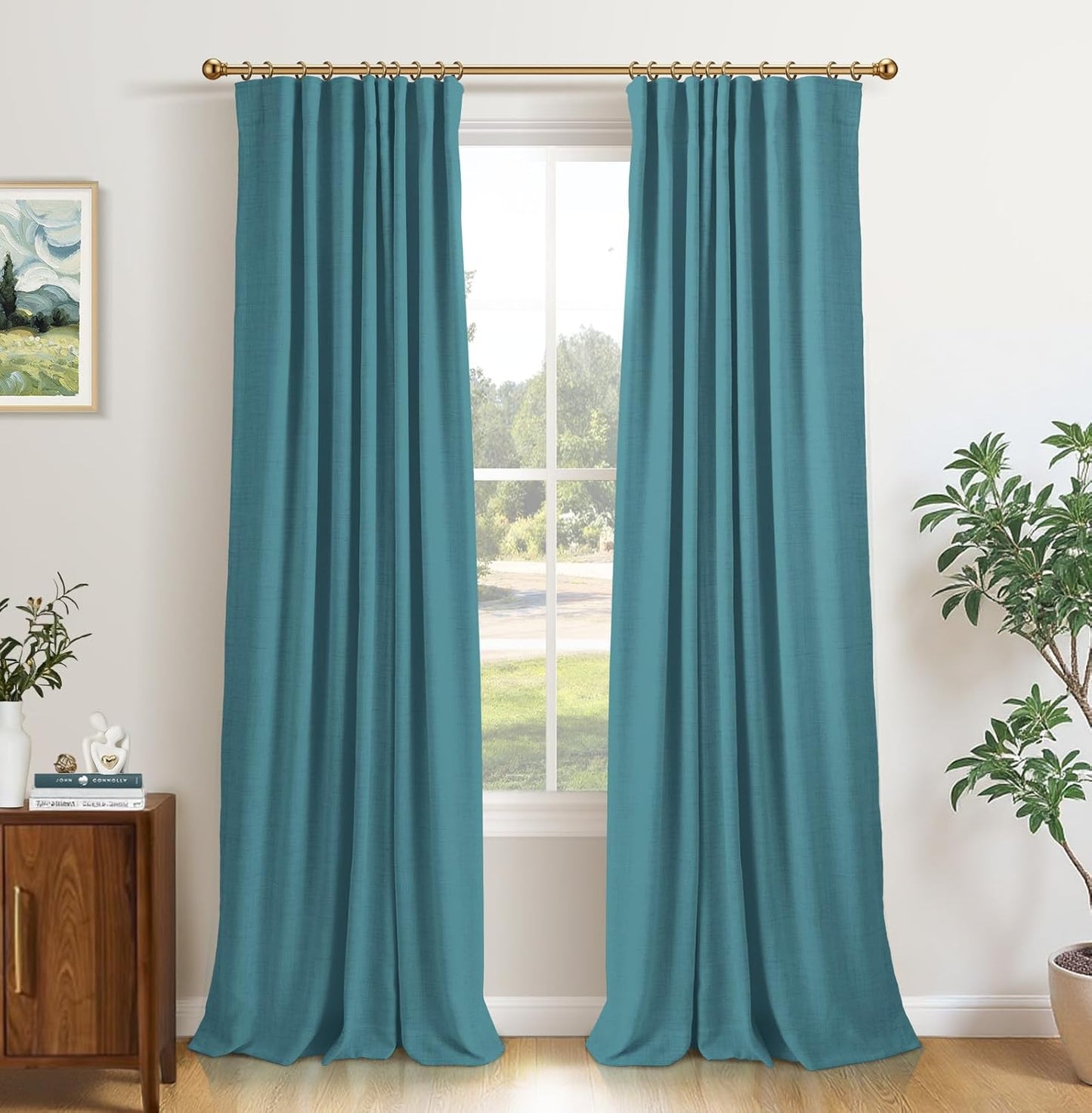 100% Blackout Curtains for Bedroom & Living Room - Teal 96 in