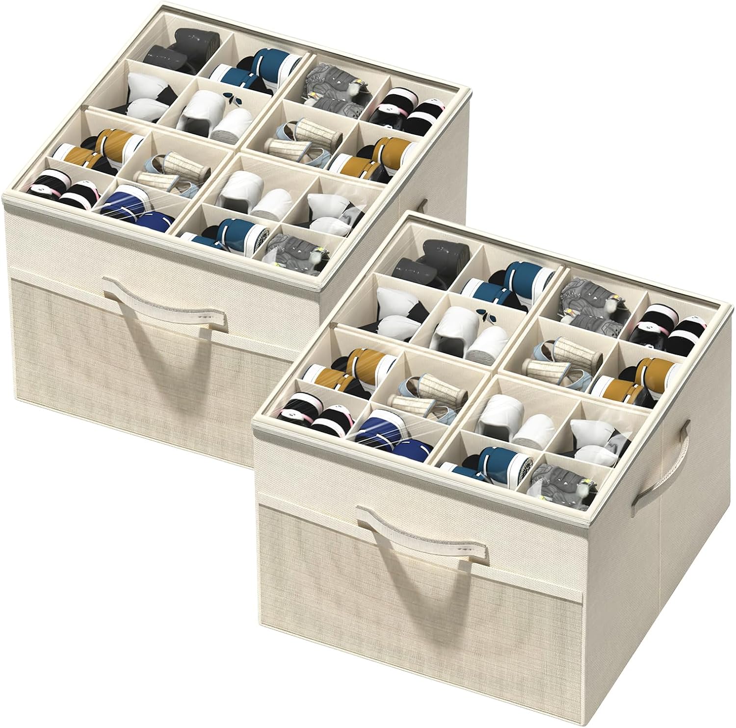 Aokeyee Shoe Organizer for Closet - Foldable Storage Box Set