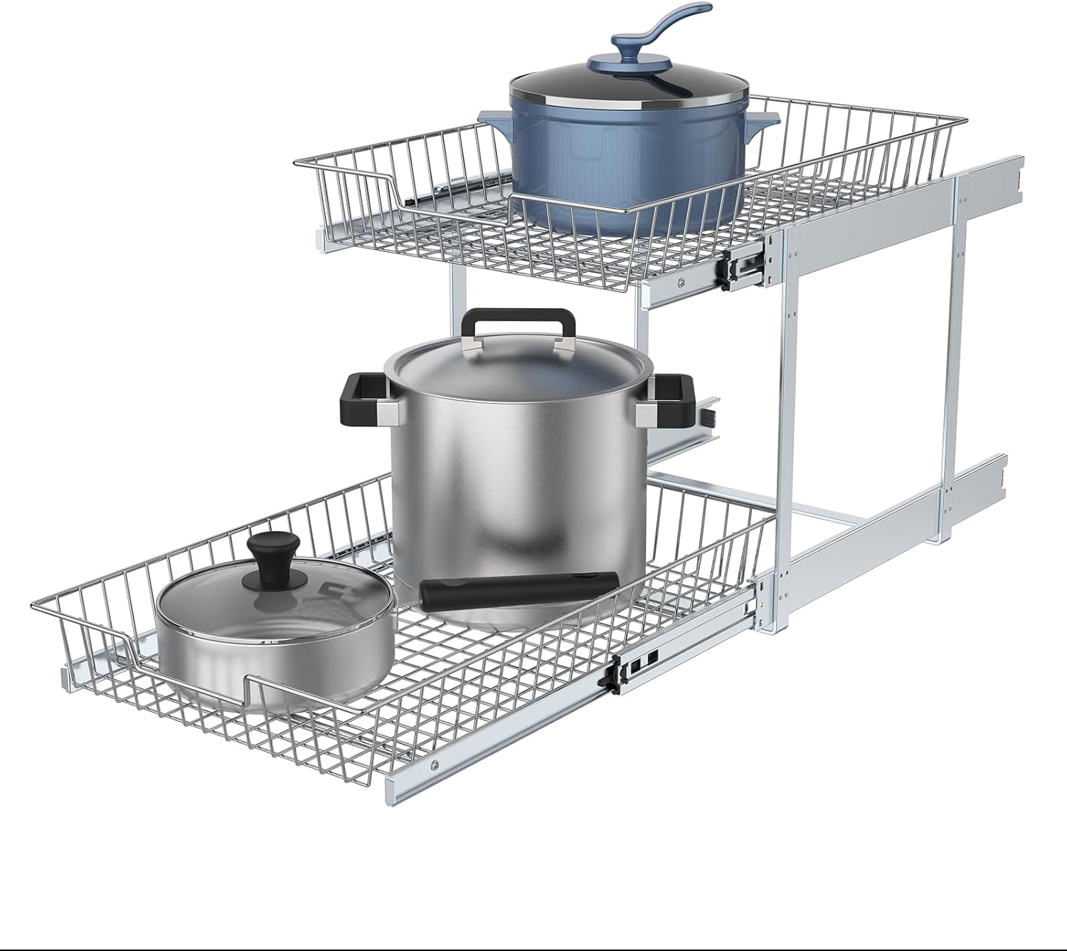 2 Tier Pull Out Cabinet Organizer for Kitchen Storage Solutions