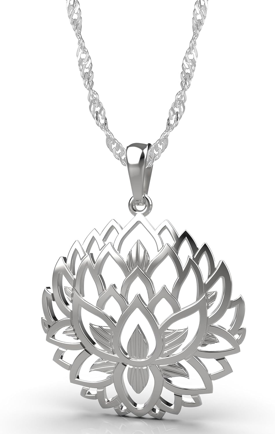 Lotus Flower Necklace 925 Sterling Silver for Spiritual Women