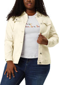 Plus Size Jean Jacket Stitching Button Front Washed Denim Jacket Lapel