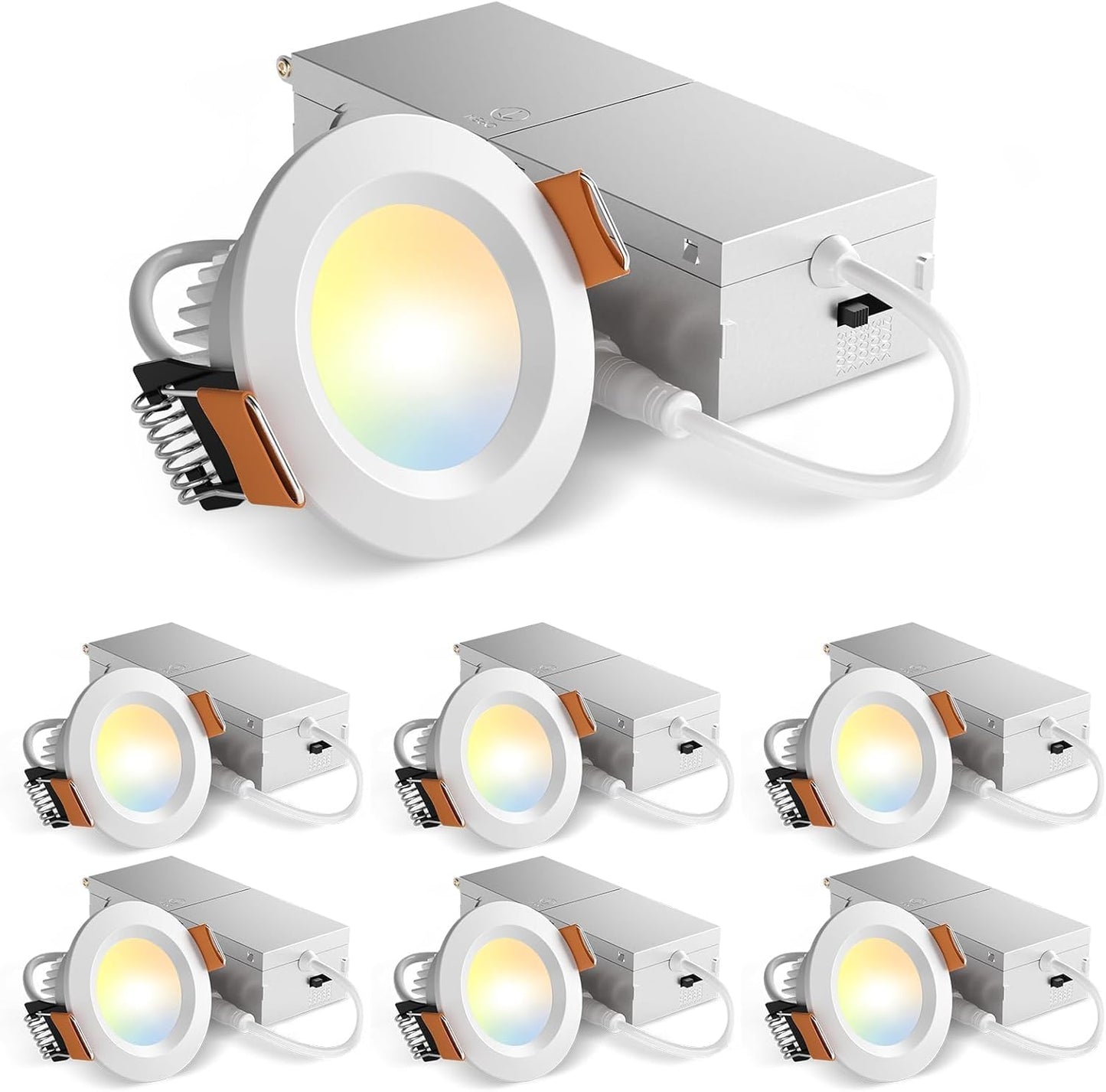 Amico 6 Pack 2 Inch Ultra-Thin LED Canless Recessed Lights