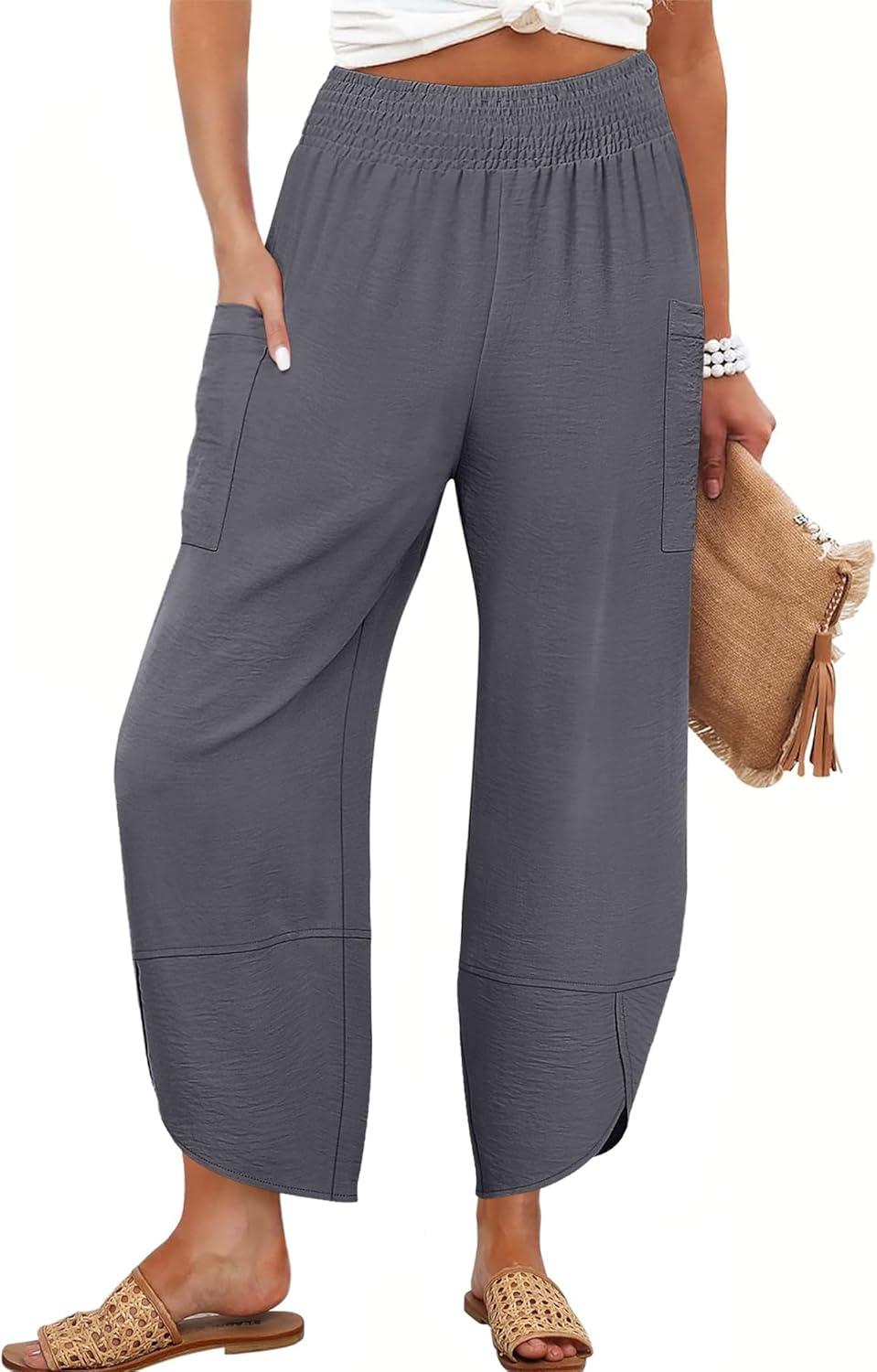 Womens Wide Leg Palazzo Capri Pants for Summer Casual Style