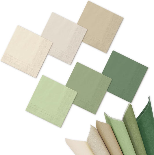 Whaline Sage Green Cocktail Napkins - Elegant & Eco-Friendly