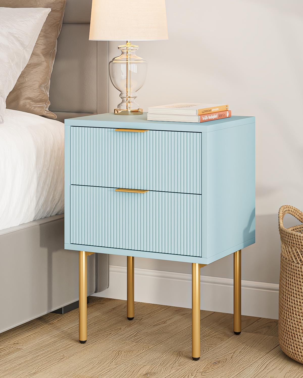 Masupu Night Stand - Modern Bedside Table with Storage Drawers
