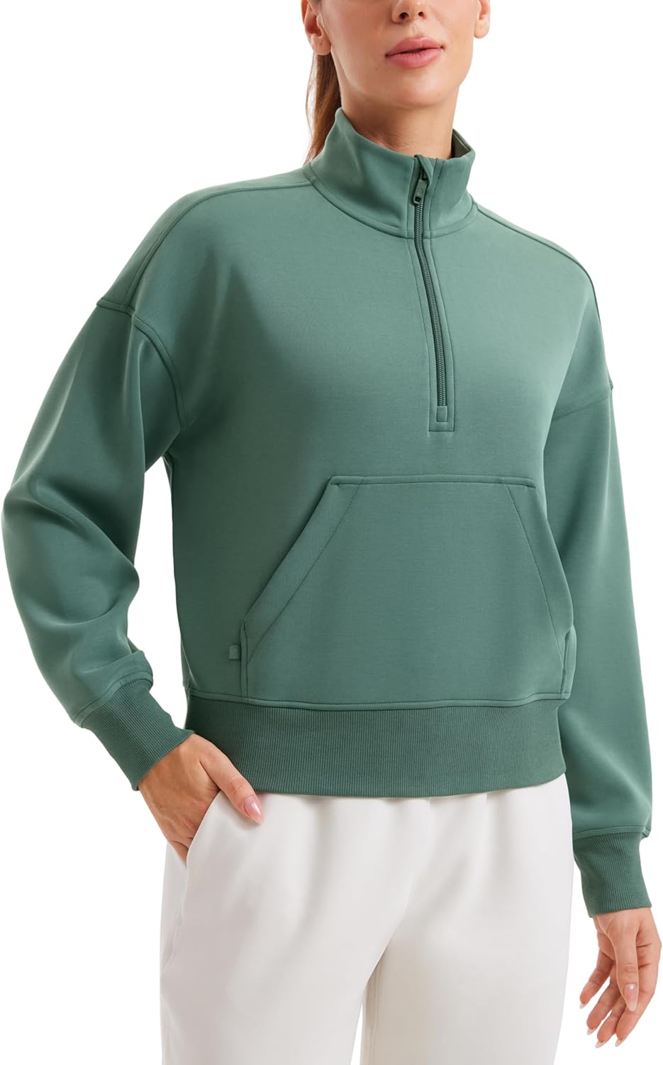 CRZ YOGA SoftAura Half Zip Sweatshirt for Women - Cozy Layer
