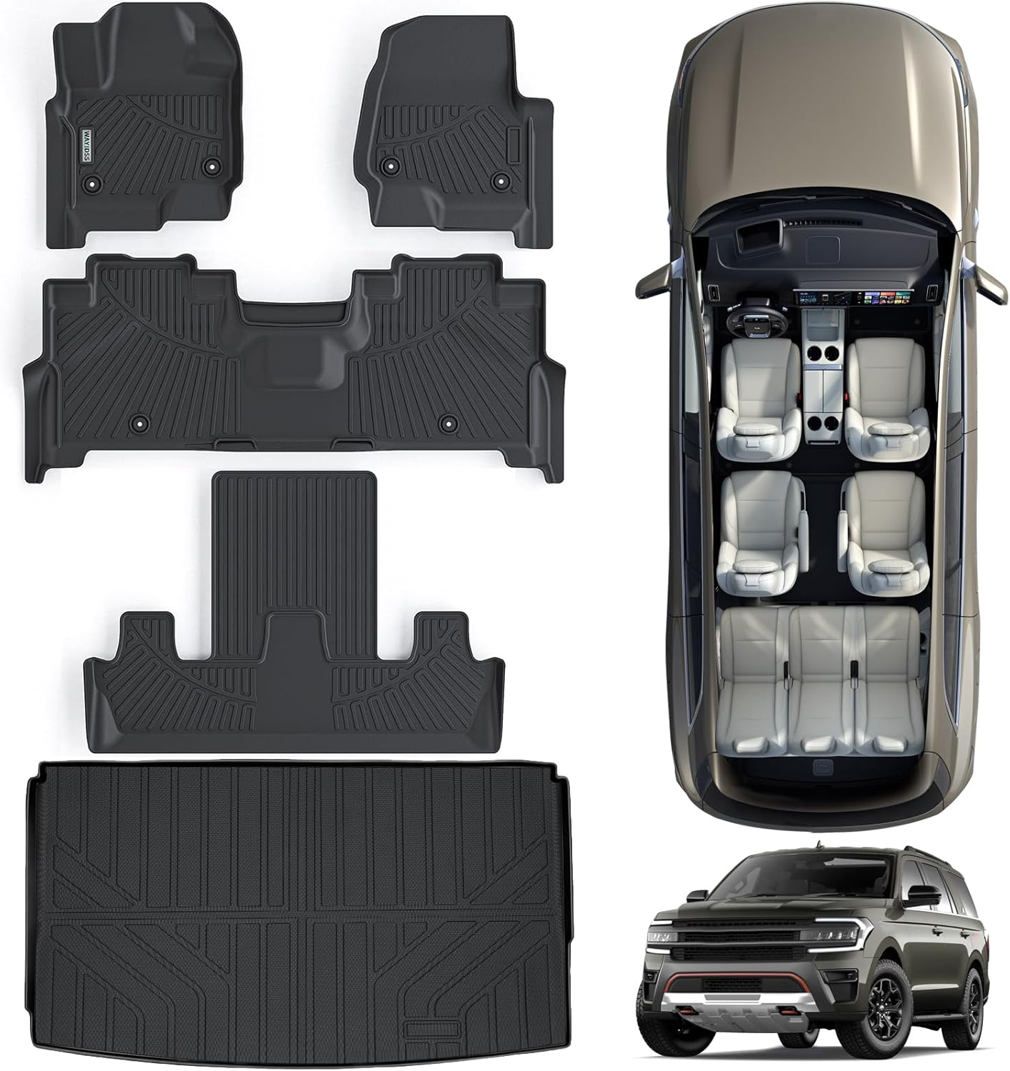 Custom Fit Floor Mats & Trunk Mat for Ford Expedition MAX 2018-2024