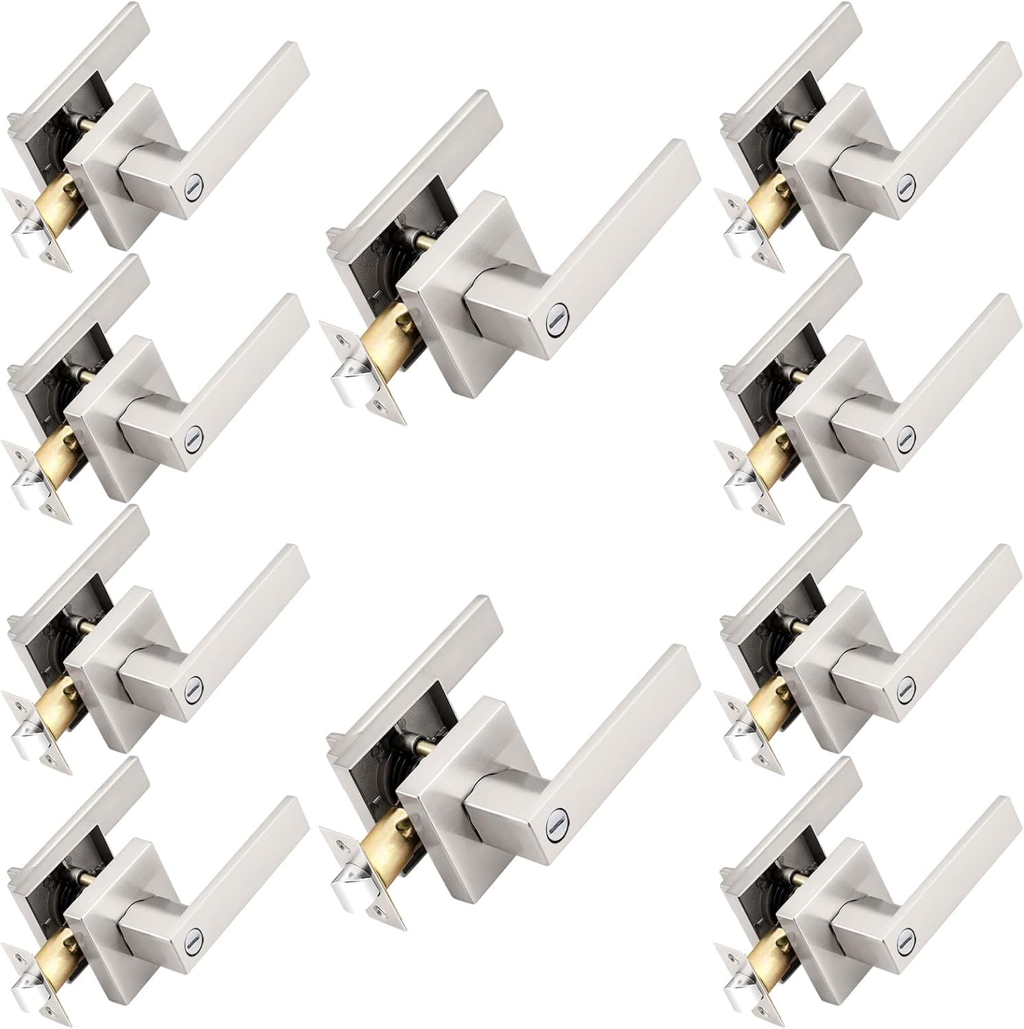 Probrico Interior Brushed Nickel Door Handle Set for Privacy