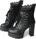 Goth Boots Chunky Heel Ankle Combat Booties - Bold Platform Style