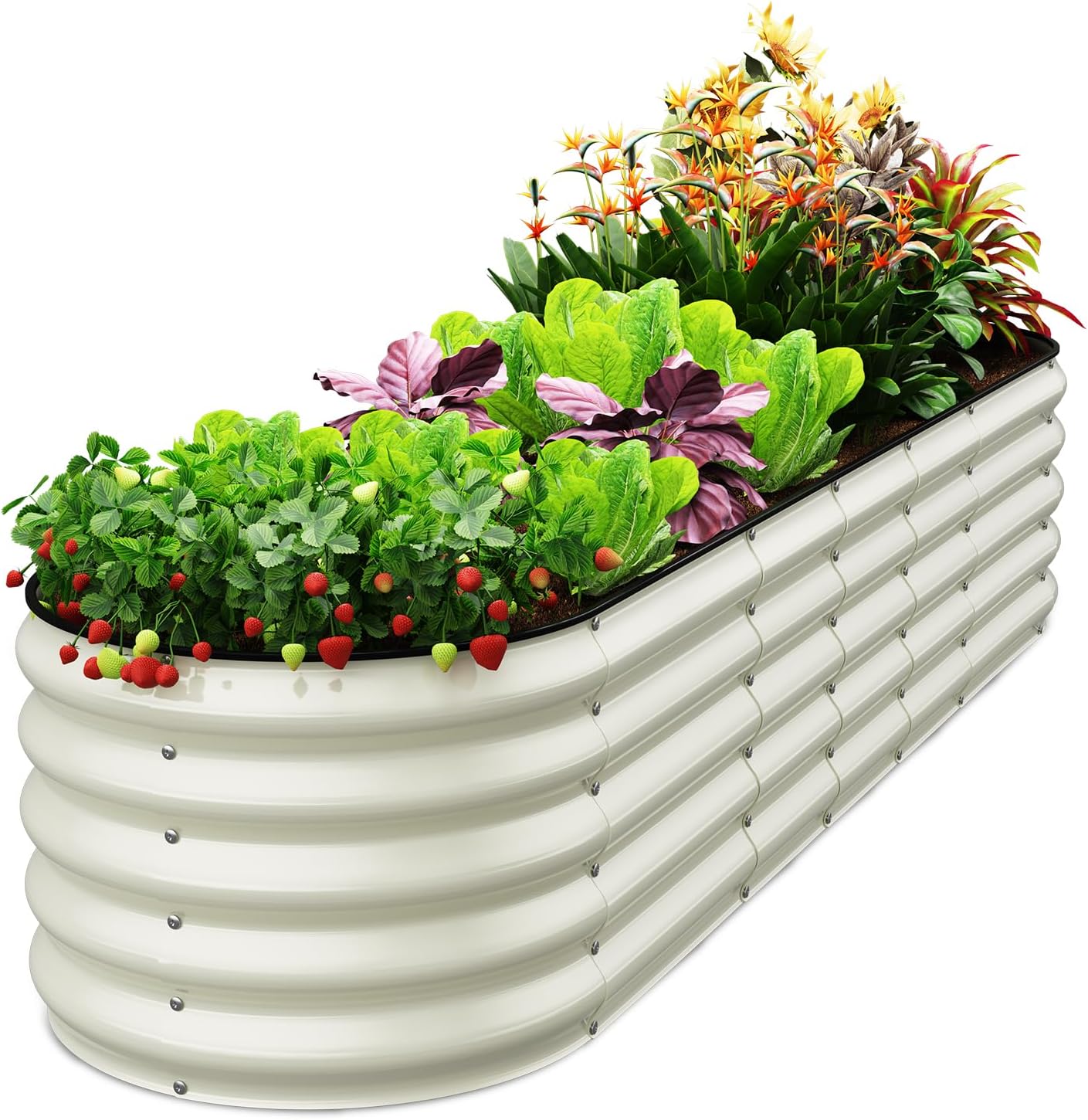 Oval Galvanized Raised Garden Bed Kit for Outdoor Gardening