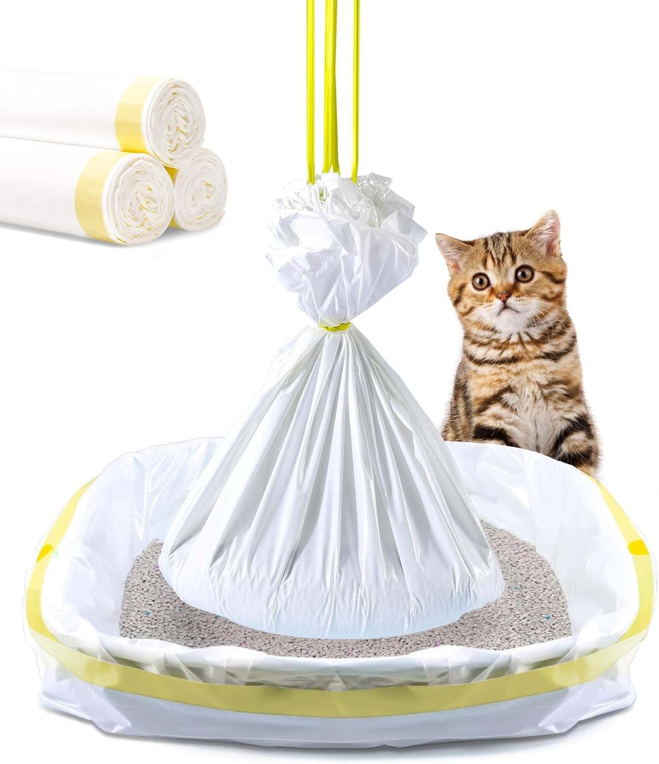 Jumbo Drawstring Cat Litter Box Liners - Extra Durable & Large - 30 Count