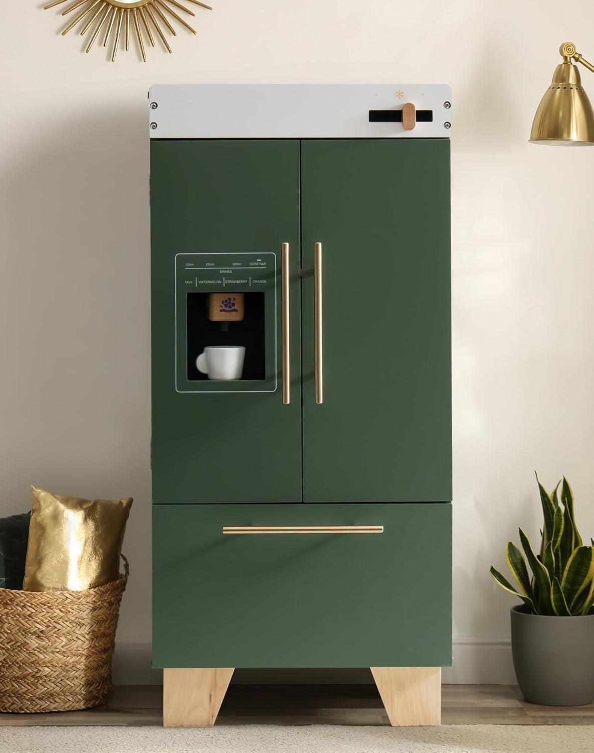 ROBOTIME Wooden Toy Fridge - Chic Vintage Green Kitchen Set