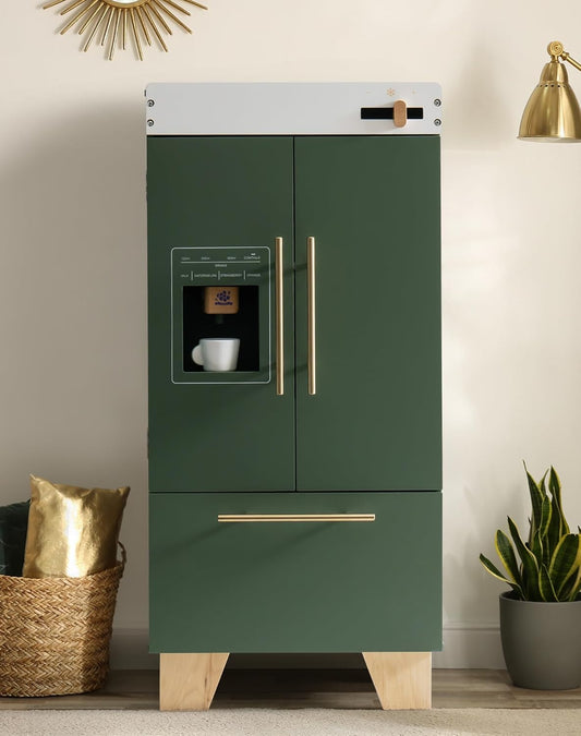 ROBOTIME Wooden Toy Fridge - Chic Vintage Green Kitchen Set