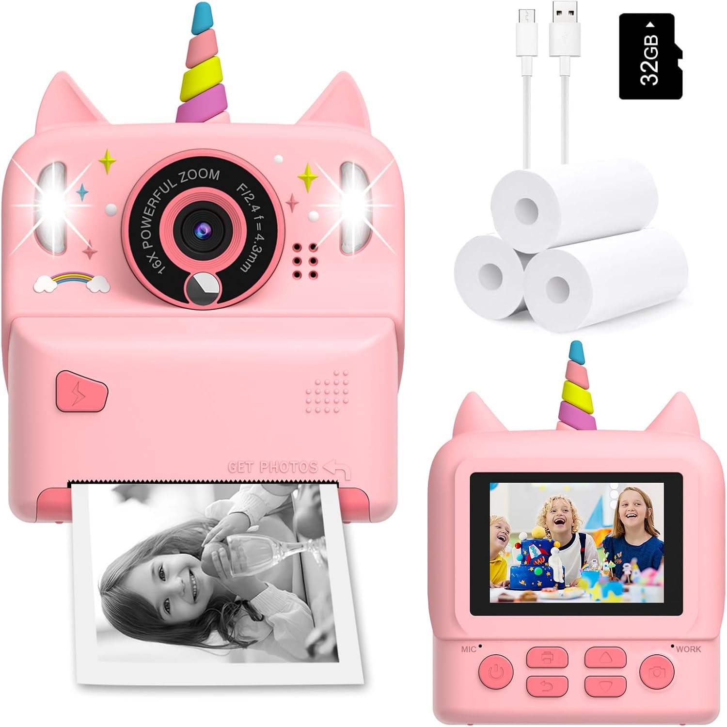 Instant Print Camera for Kids - Fun Gift for Ages 3-9
