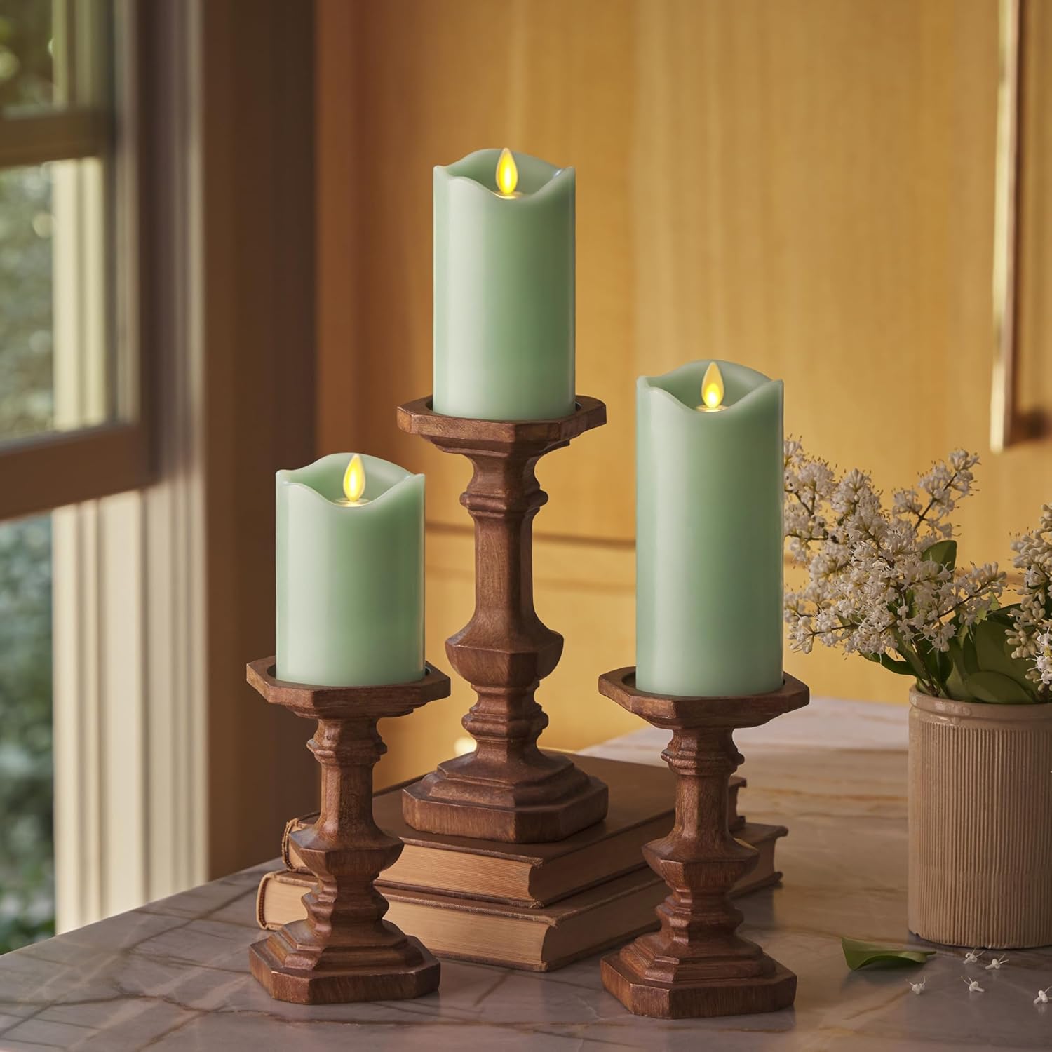 Flameless LED Flickering Battery Candle Set of 3 for Cozy Glow
