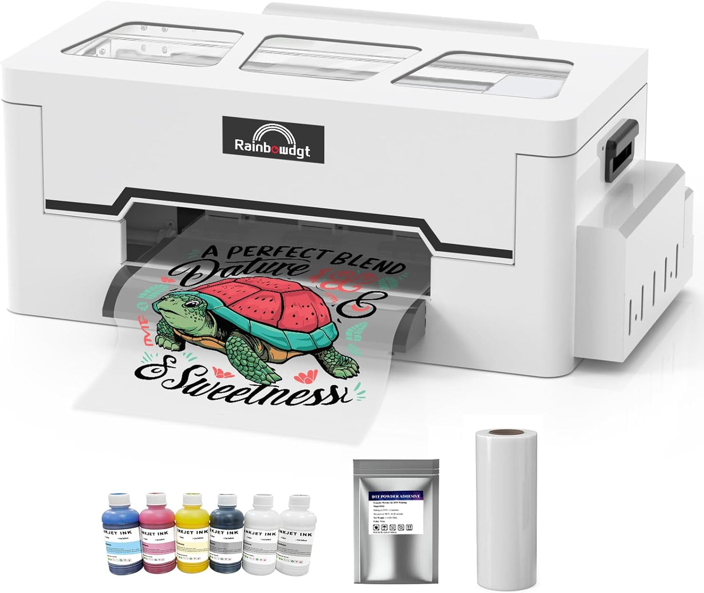 RAINBOWDGT DTF Printer: White Ink for Dark & Light Clothing