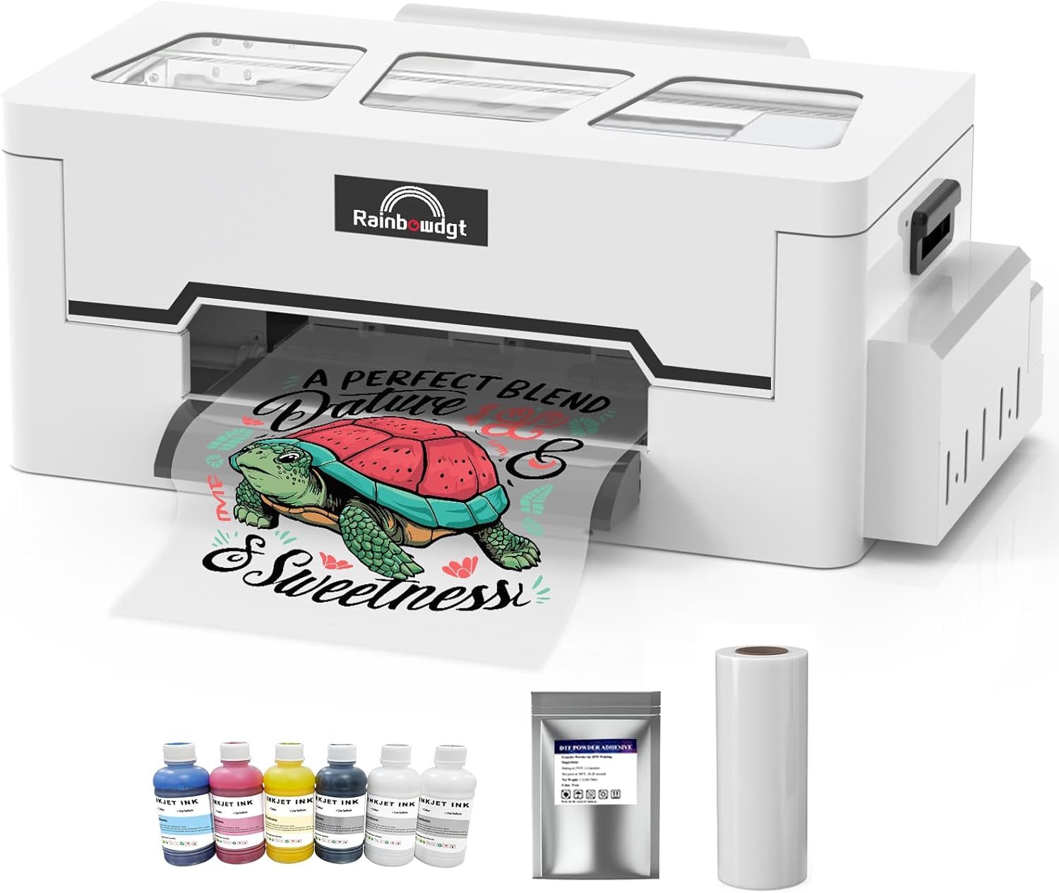 RAINBOWDGT DTF Printer: White Ink for Dark & Light Clothing