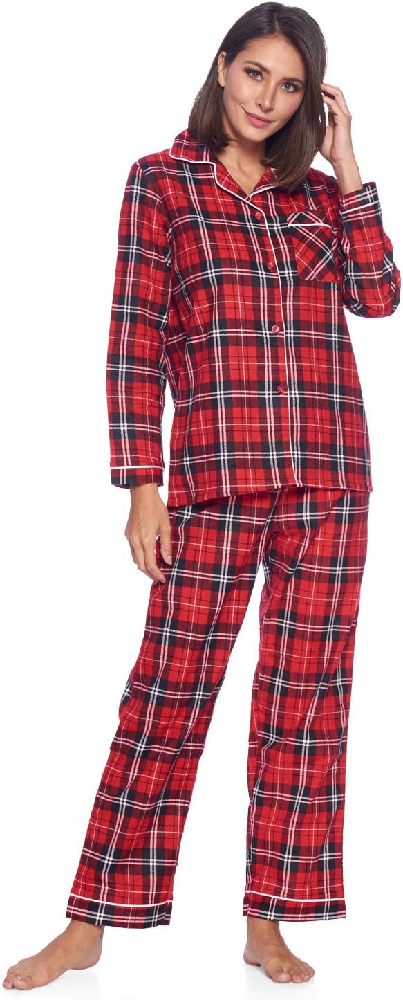 Casual Nights Women's Flannel Long Sleeve Pajama Set for Comfort
