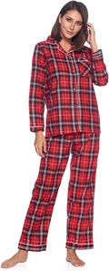 Casual Nights Women's Flannel Long Sleeve PJ's Button Down Sleepwear
