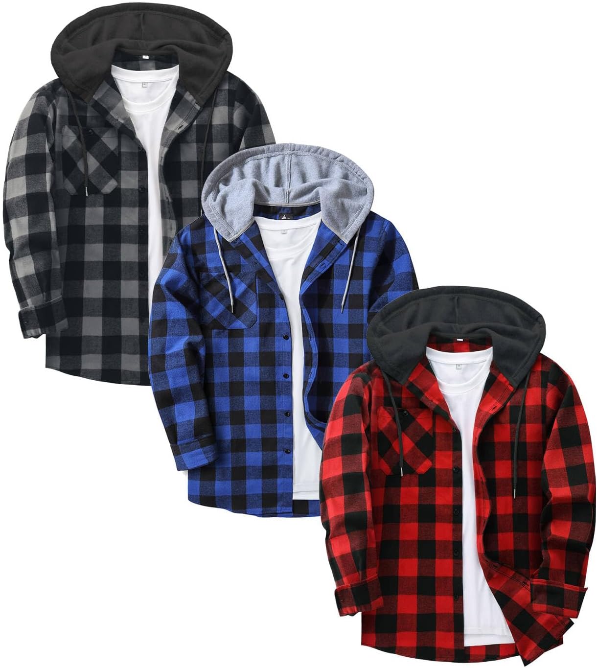 ZITY Men's Flannel Hoodie Shirt: Vintage Plaid Style for All Occasions