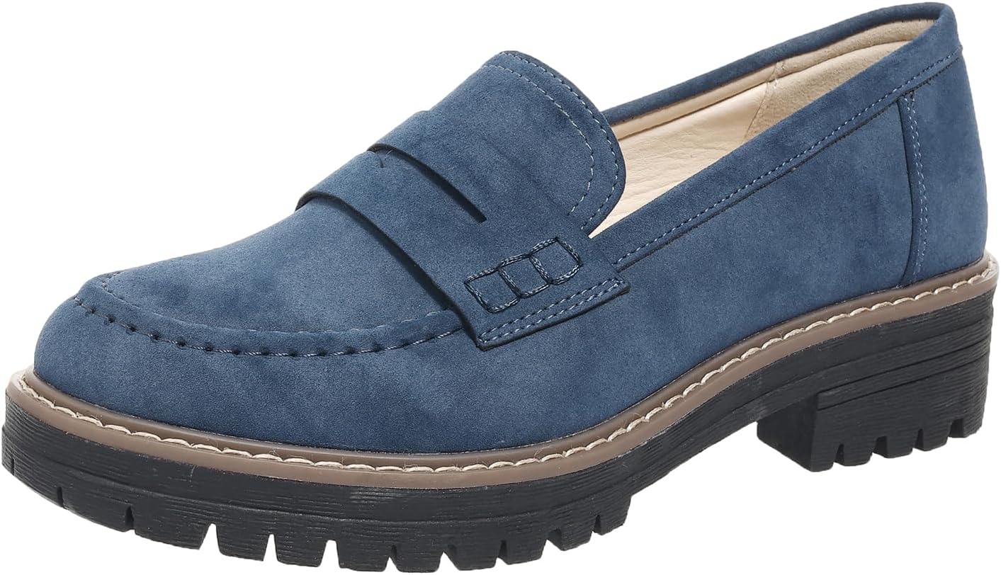 Womens Loafers Shoes Platform Chunky Penny Loafer for Comfort