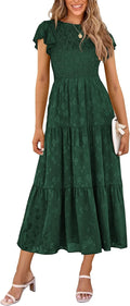 Wedding Guest Dresses for Women 2025 Smocked A Line Floral Midi