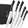 PAUDIN Kitchen Knife Set 5 Pieces - Precision Cutting with Comfort