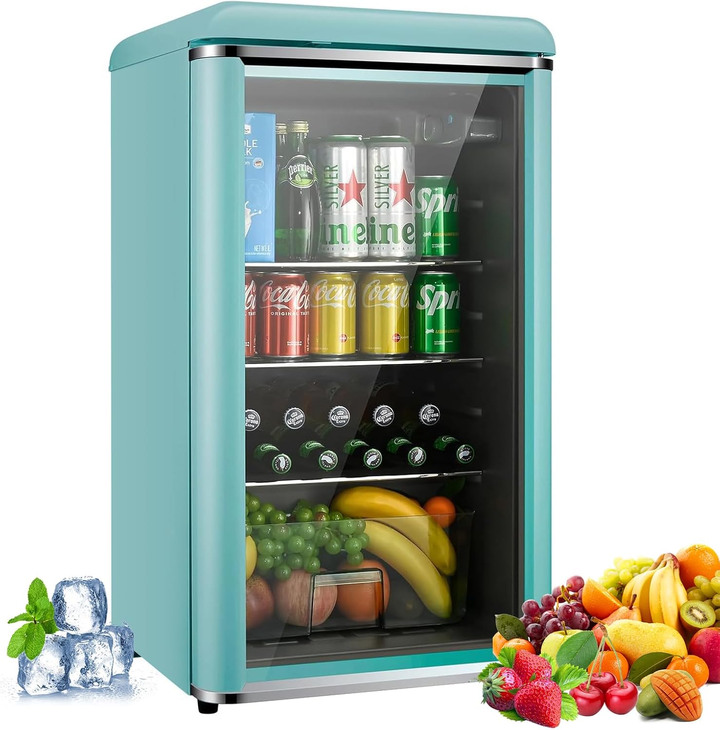 4.9 Cu.Ft Retro Beverage Cooler with Double Glass Doors