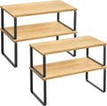 Cabinet Organizer Shelf Set of 4 in Ink Black and Beige - Stackable