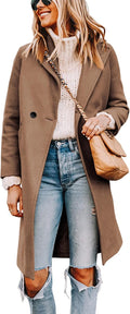 Women's Mid Length Double Breasted Wool Blend Pea Coat - Warm Style