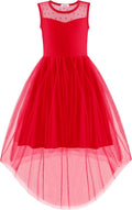 Girls Tulle High Low Dress with Belt - Formal Party & Wedding Arshiner